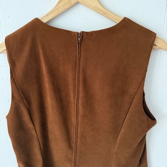 Vintage Sag Harbor | Brown Faux Suede 90s Dress | Size Medium - Picture 6 of 8